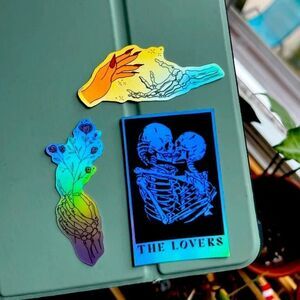 Pack of 3 “The Lovers” Sticker Bundle | Vinyl Holographic Sticker Bundle |